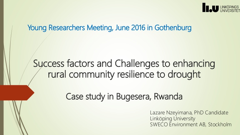 Success factors and Challenges to enhancing rural community resilience ...